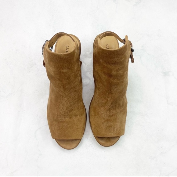 [Lucky Brand] Leather Peep Toe Ankle Boots - Picture 4 of 4